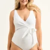 Silky Wrap One Piece W/ Extra Coverage Bottoms - White