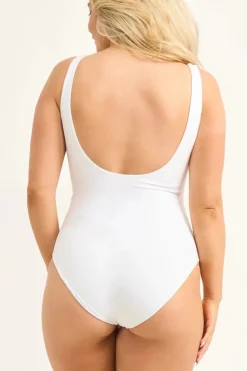 Silky Wrap One Piece W/ Extra Coverage Bottoms - White