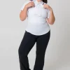 Slinky Silky Boss Bish Blouse W/ Flutter Sleeve - White