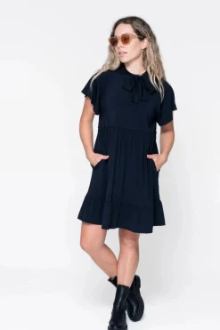 Slinky Silky Boss Bish Tiered Mini Dress - Black