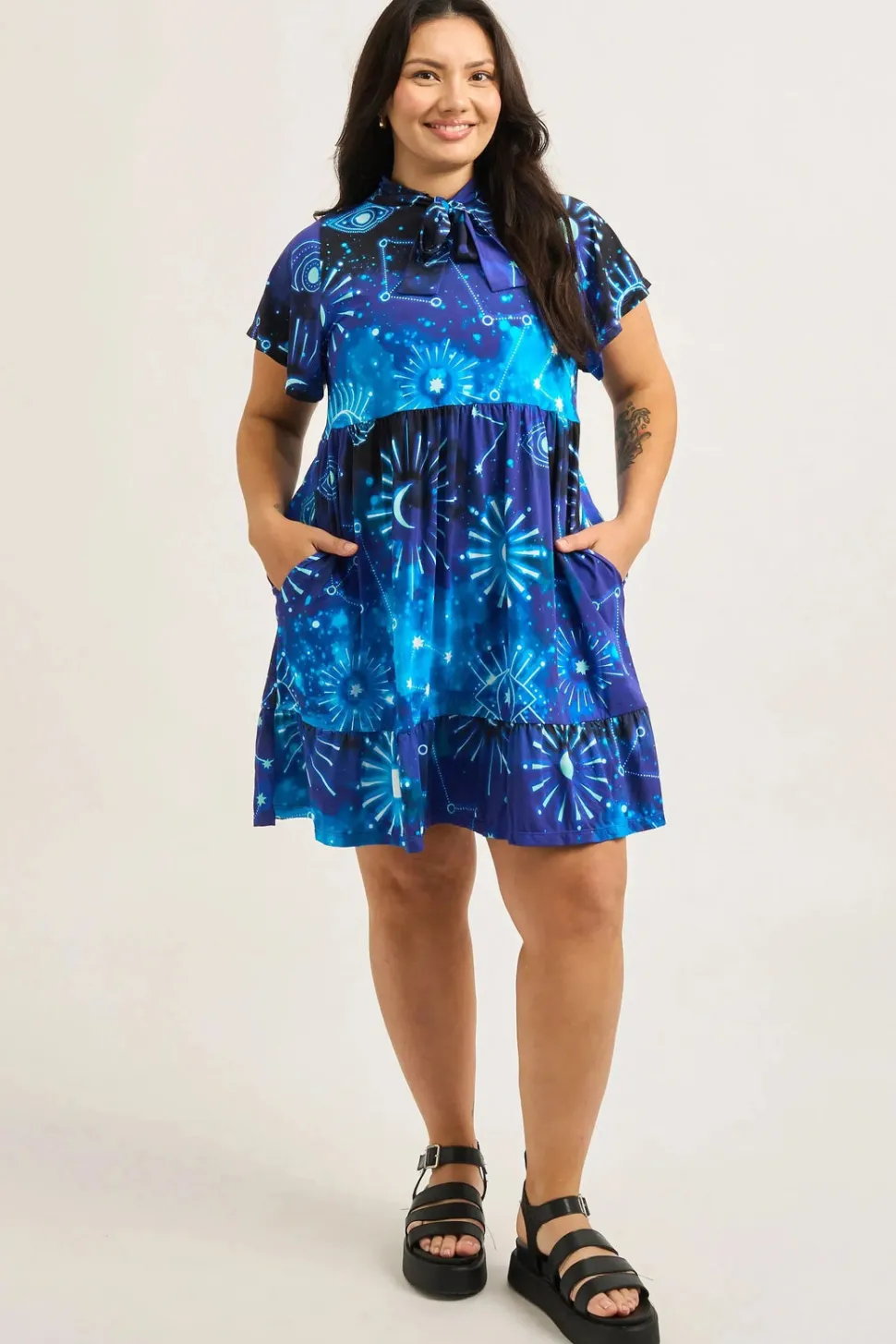 Slinky Silky Boss Bish Tiered Mini Dress - Imagine Nation