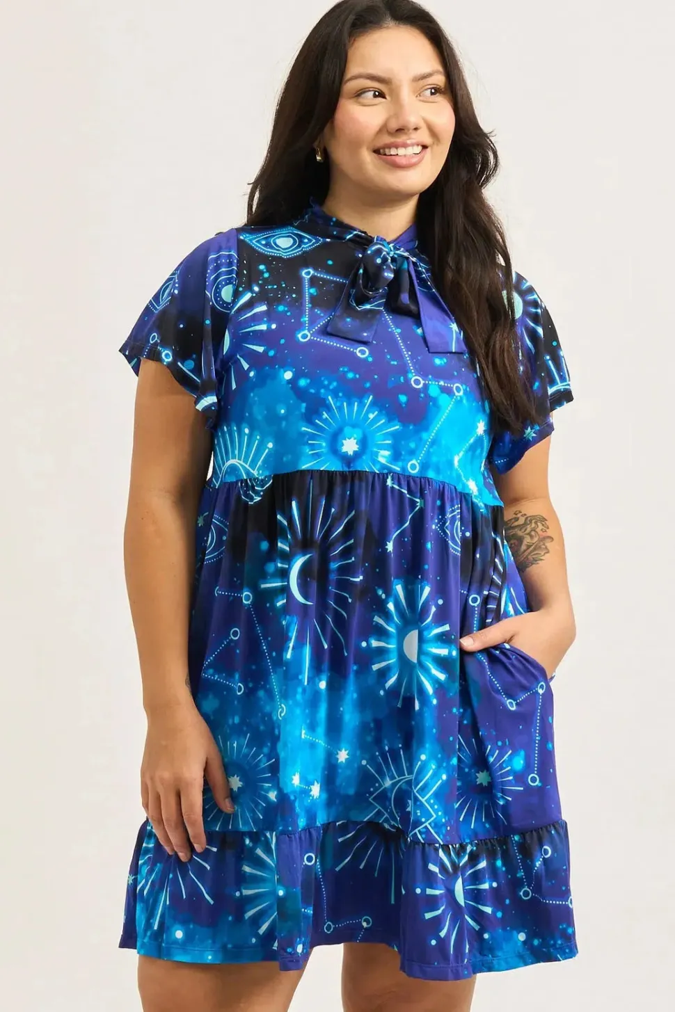 Slinky Silky Boss Bish Tiered Mini Dress - Imagine Nation