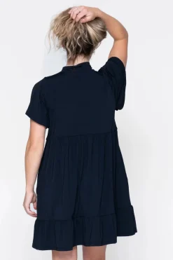 Slinky Silky Boss Bish Tiered Mini Dress - Black