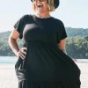 Slinky To Touch Baby Doll Tiered Mini Dress - Black
