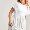 Slinky To Touch Baby Doll Tiered Mini Dress - White