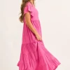 Slinky To Touch Baby Doll Tiered Maxi Dress - Candy Pink