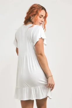 Slinky To Touch Baby Doll Tiered Mini Dress - White
