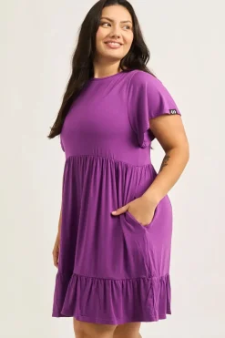 Slinky To Touch Baby Doll Tiered Mini Dress - Purple