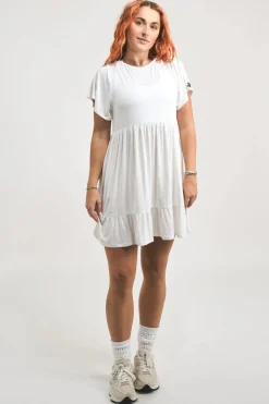 Slinky To Touch Baby Doll Tiered Mini Dress - White