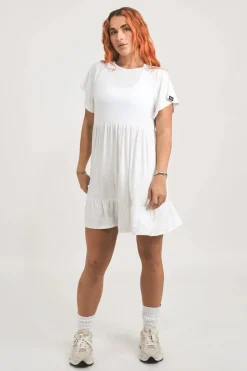 Slinky To Touch Baby Doll Tiered Mini Dress - White