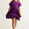 Slinky To Touch Kids Baby Doll Tiered Mini Dress - Purple