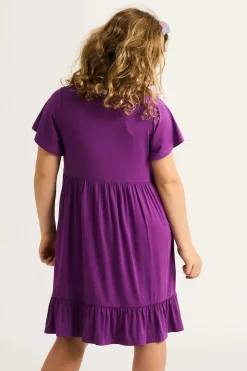 Slinky To Touch Kids Baby Doll Tiered Mini Dress - Purple