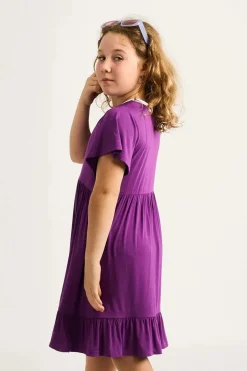 Slinky To Touch Kids Baby Doll Tiered Mini Dress - Purple