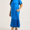 Slinky To Touch Lazy Girl Ruffle Dress - Electric Blue
