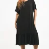 Slinky To Touch Lazy Girl Ruffle Dress - Black
