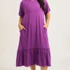 Slinky To Touch Lazy Girl Ruffle Dress - Purple