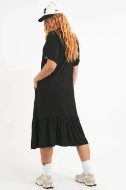 Slinky To Touch Lazy Girl Ruffle Dress - Black