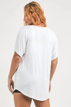 Slinky To Touch V Neck Boyfriend Tee - White