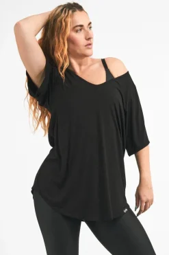 Slinky To Touch V Neck Boyfriend Tee - Black