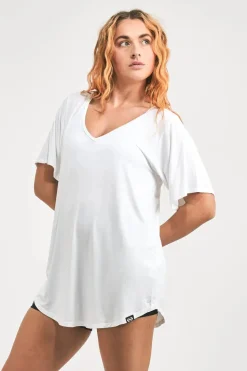 Slinky To Touch V Neck Boyfriend Tee - White