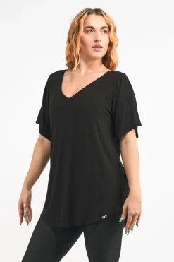 Slinky To Touch V Neck Boyfriend Tee - Black