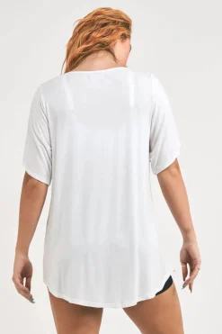 Slinky To Touch V Neck Boyfriend Tee - White