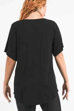 Slinky To Touch V Neck Boyfriend Tee - Black
