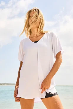 Slinky To Touch V Neck Boyfriend Tee - White