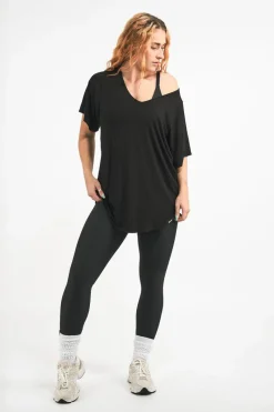 Slinky To Touch V Neck Boyfriend Tee - Black