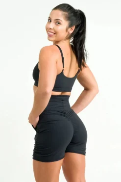 Soft To Touch Jogger Shorts W/ Pockets - Black