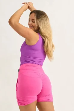 Soft To Touch Jogger Shorts W/ Pockets - Candy Pink