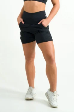 Soft To Touch Jogger Shorts W/ Pockets - Black