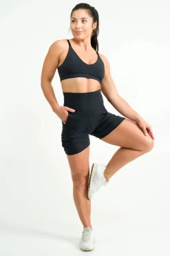 Soft To Touch Jogger Shorts W/ Pockets - Black