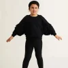 Soft To Touch Kids Batwing Cinched Sleeve Sweater - Black
