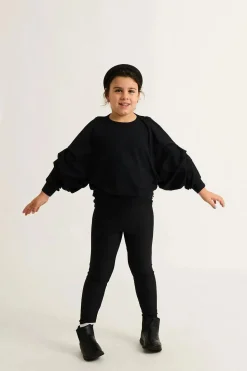 Soft To Touch Kids Batwing Cinched Sleeve Sweater - Black