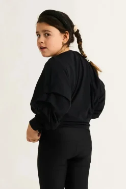 Soft To Touch Kids Batwing Cinched Sleeve Sweater - Black