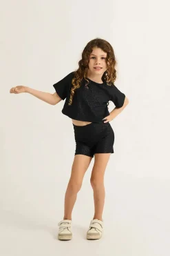 Soft To Touch Kids Cropped Tee - Black Exotic Touch Jag