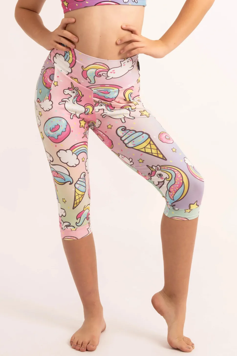 Soft To Touch Kids Jogger Capris - Unicorn