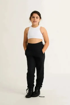 Soft To Touch Kids Jogger Long Tie Sides W/ Pockets - Black Exotic Touch Jag