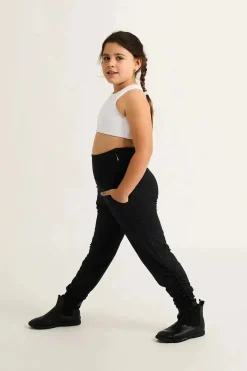 Soft To Touch Kids Jogger Long Tie Sides W/ Pockets - Black Exotic Touch Jag
