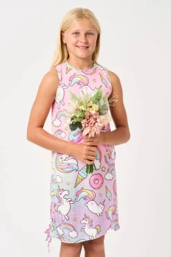 Soft To Touch Kids Lazy Girl Dress Tank - Unicorn