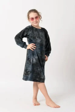 Soft To Touch Kids Lazy Girl Dress Sweater - Dark And Moody