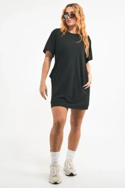 Soft To Touch Lazy Girl Dress Tee - Black
