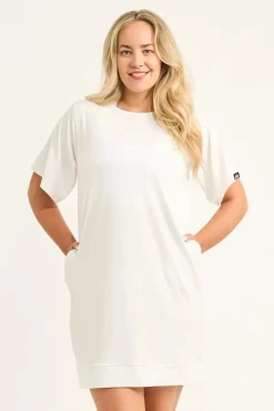 Soft To Touch Lazy Girl Dress Tee - White