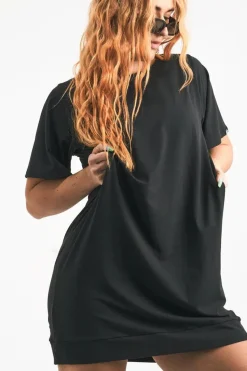 Soft To Touch Lazy Girl Dress Tee - Black