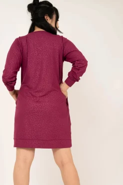 Soft To Touch Lazy Girl Dress Sweater - Berry Exotic Touch Jag