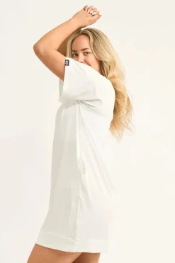 Soft To Touch Lazy Girl Dress Tee - White