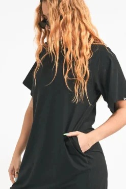 Soft To Touch Lazy Girl Dress Tee - Black