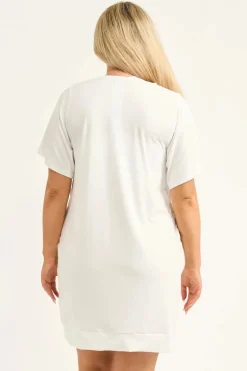 Soft To Touch Lazy Girl Dress Tee - White