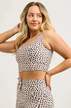 Speckle Jag Sand Performance - Luxe Scoop Neck Comfort Crop Top